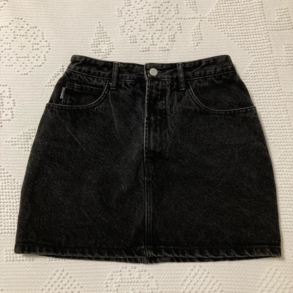 Bongo black vintage denim mini skirt